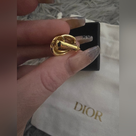 Christian Dior Clip On Yellow Gold Plated Earrings (NWOT)(COMES W/ DUST BAG) - Picture 3 of 5